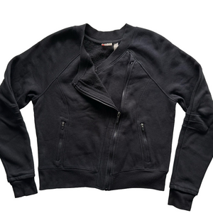 Zella Black Moto Jacket Size Large Full Zip Mid Weight Athletic Leisure Biker